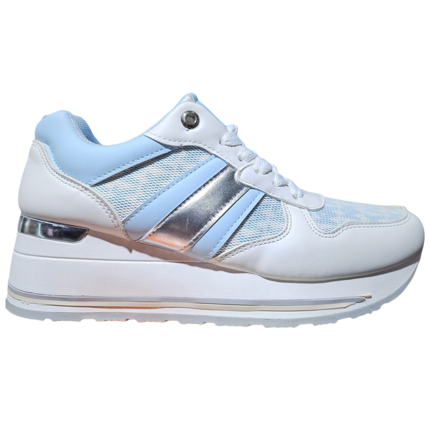 Zapatilla Cuña Blanco-Azul